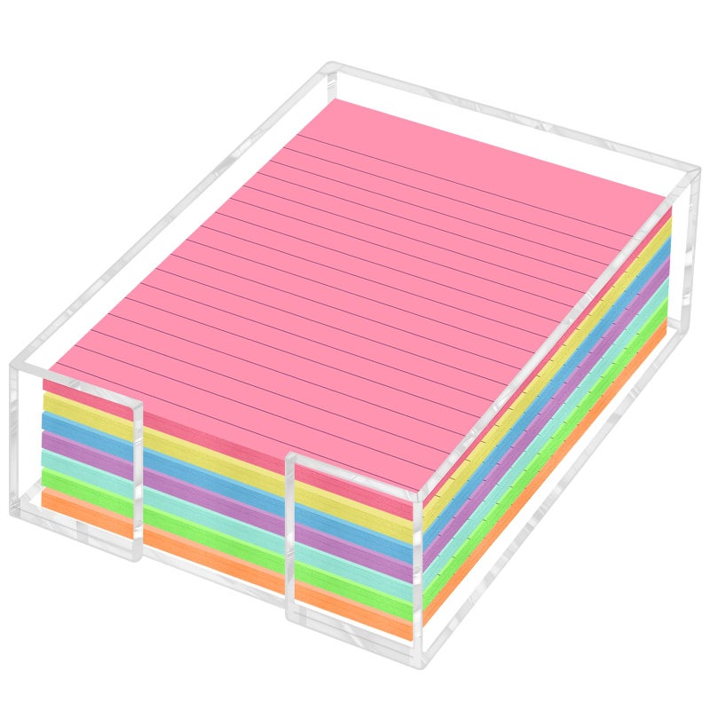 Dincerpen Acrylic Sticky Note Holder - 4 x 6 Inch Post It Note Holder, Crystal Clear Sticky Note Dispenser for Dorm Room Home and Office Acrylic Desk Organizer - Image 1